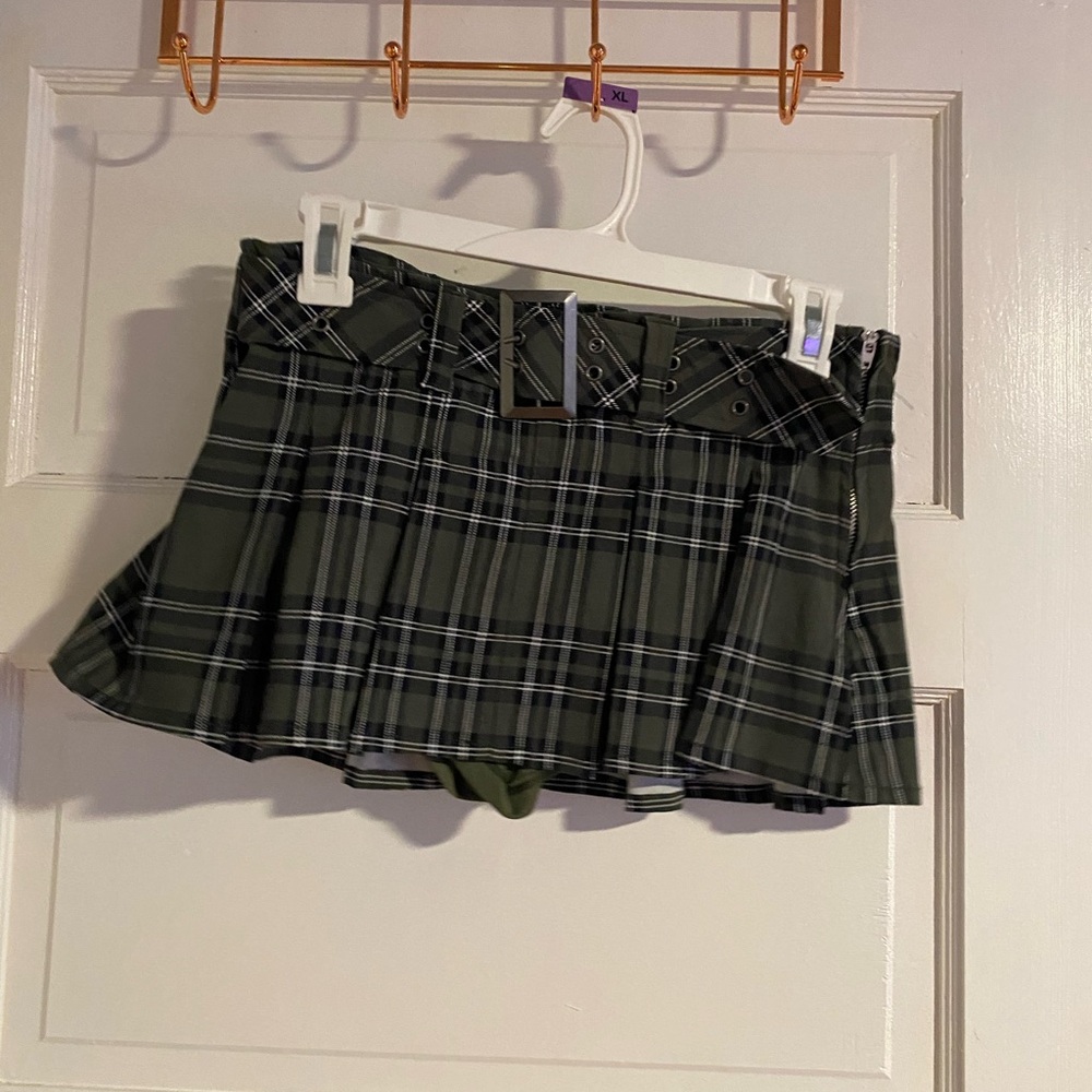 Madden Girl Dark Green Plaid Skirt
